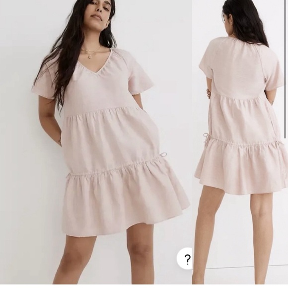 Madewell Dresses & Skirts - Madewell Linen Blend Lorelai Mini Dress Pink Dusty Blush Womens Size M